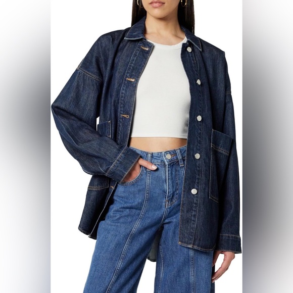 The Drop Jackets & Blazers - The Drop Women’s Shacket Pilar Long Denim Shirt Jacket XXL NWT